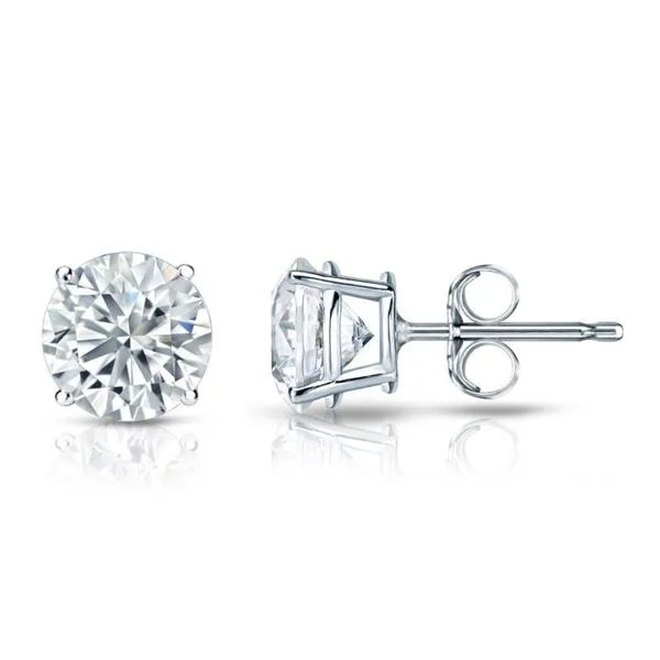 Auriya Platinum GIA Certified 4.00 carat TDW Round Diamond Stud Earrings