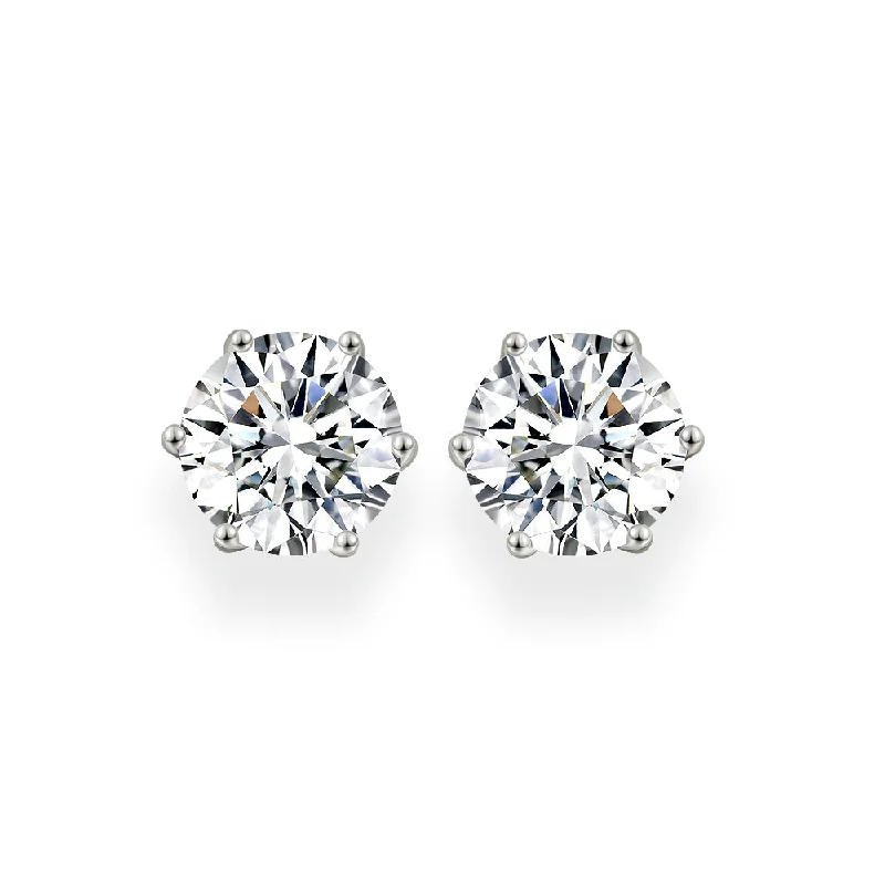 Diamond Crystalline 6 Prong Studs 4 Carat