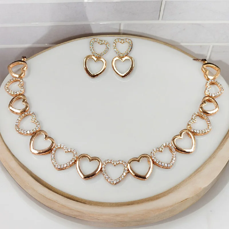 Gehana Mahal Gold Plated Austrian Stone Heart Shape Necklace Set