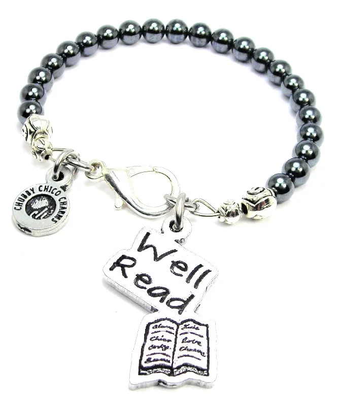 Well Read Hematite Glass Bracelet