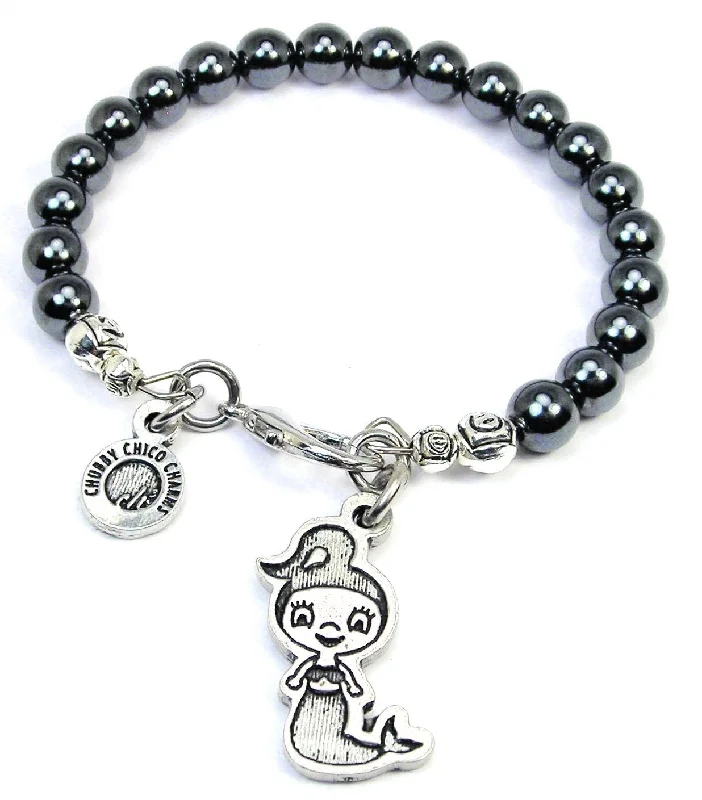 Baby Mermaid Hematite Glass Bracelet