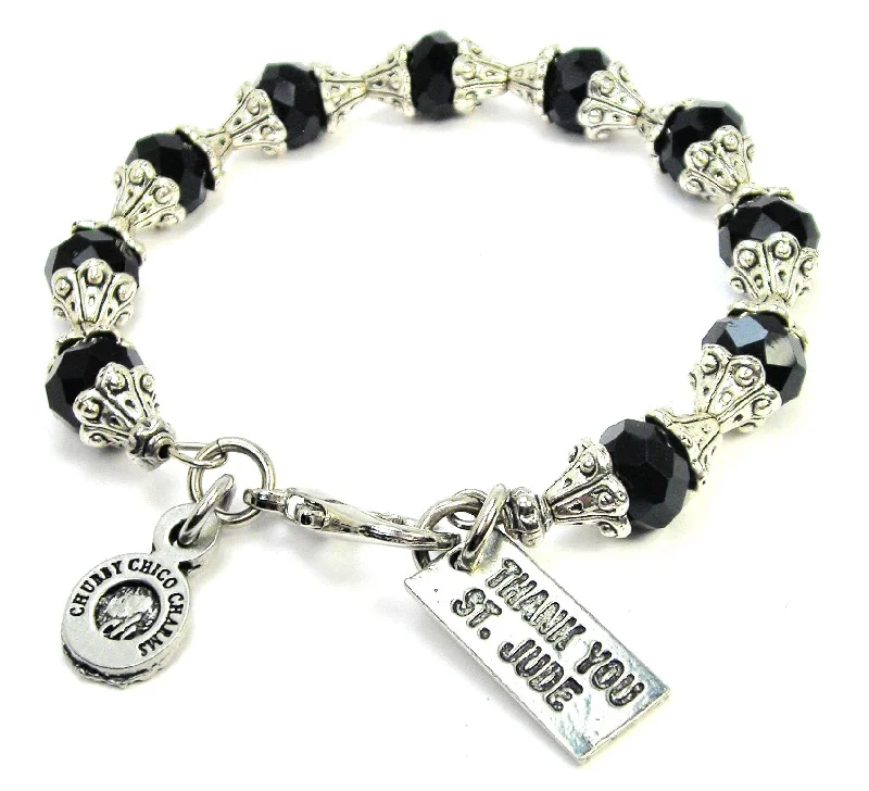 Thank You Saint Jude Capped Crystal Bracelet