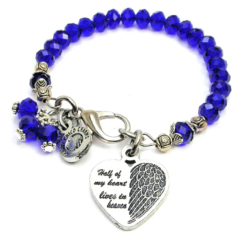 Half My Heart Lives In Heaven With Angel Wing Splash Of Color Crystal Bracelet