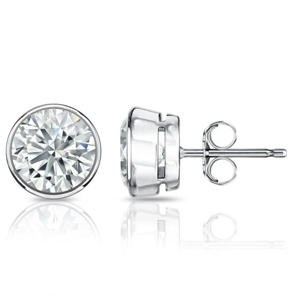 Auriya 4 1/2ctw Round Diamond Stud Earrings Bezel-set Platinum - GIA Certified