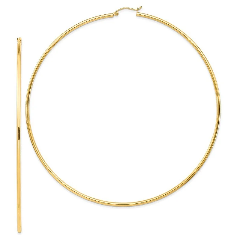 Curata 14k Yellow Gold Lightweight 100x2mm Polished Extra-large Hoop Earrings