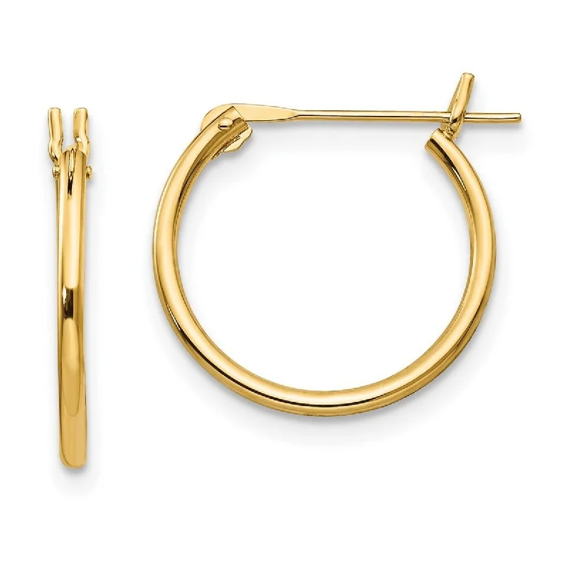 Curata 14k Yellow Gold Polished 1.25x15mm Hoop Earrings