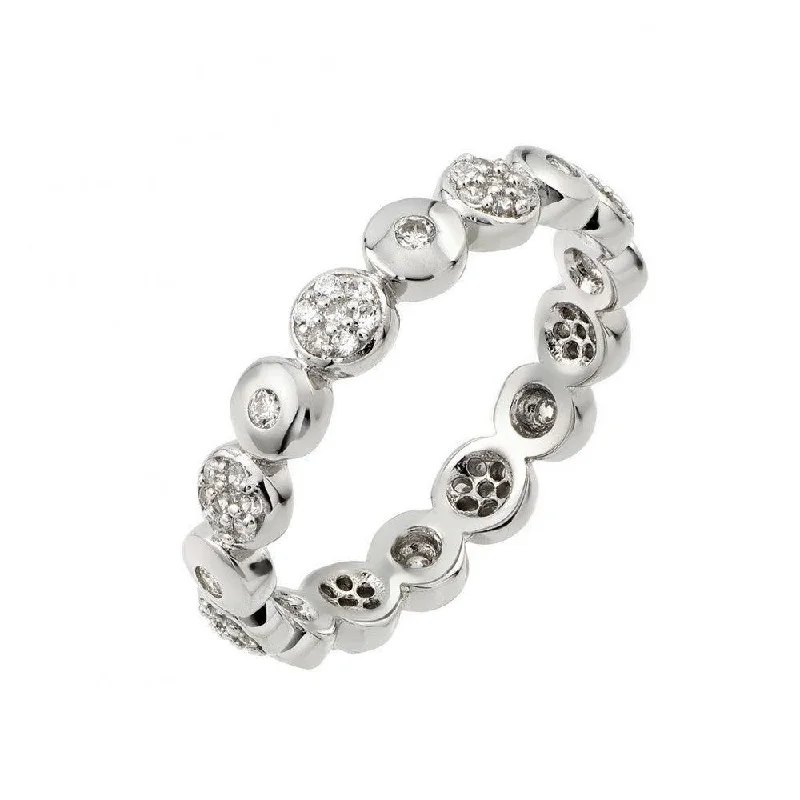 Silver 925 Rhodium Plated Clear CZ Inlay Circle Eternity Ring - STR00973