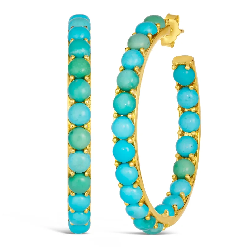 Blue Turquoise Inside Out Hoops