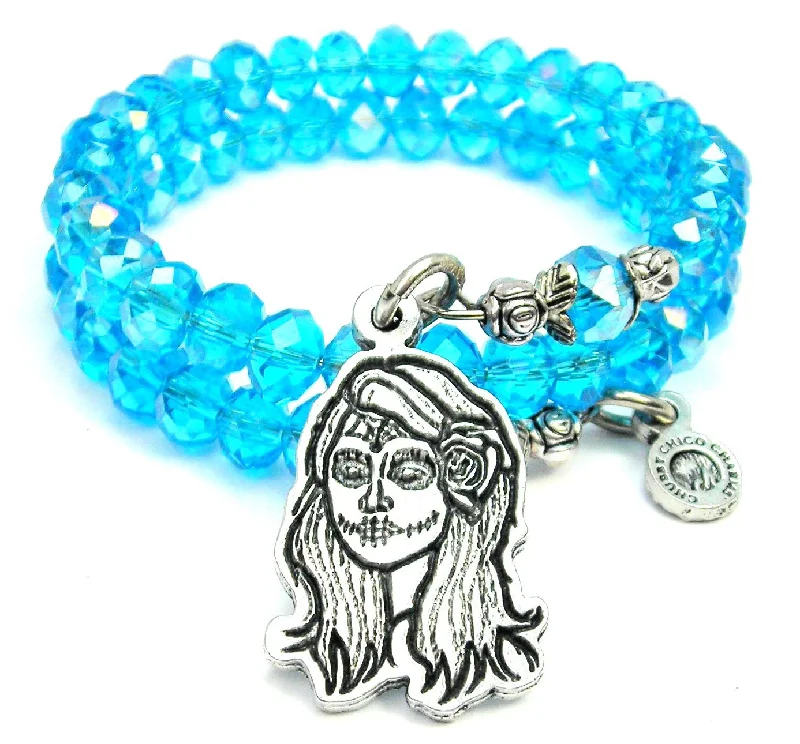 Modern Calavera Sea Siren Ocean Glass Wrap Bracelet