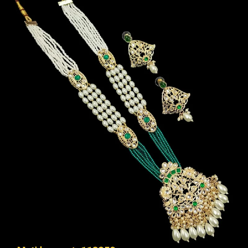 Padmawati Bangles Gold Plated Kundan And Pearl Long Necklace Set