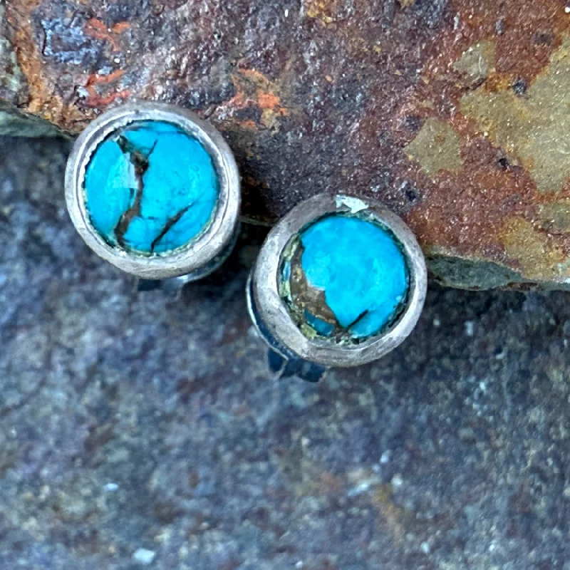 Tiny Sterling Silver & Turquoise Pierced Post Stud Earrings