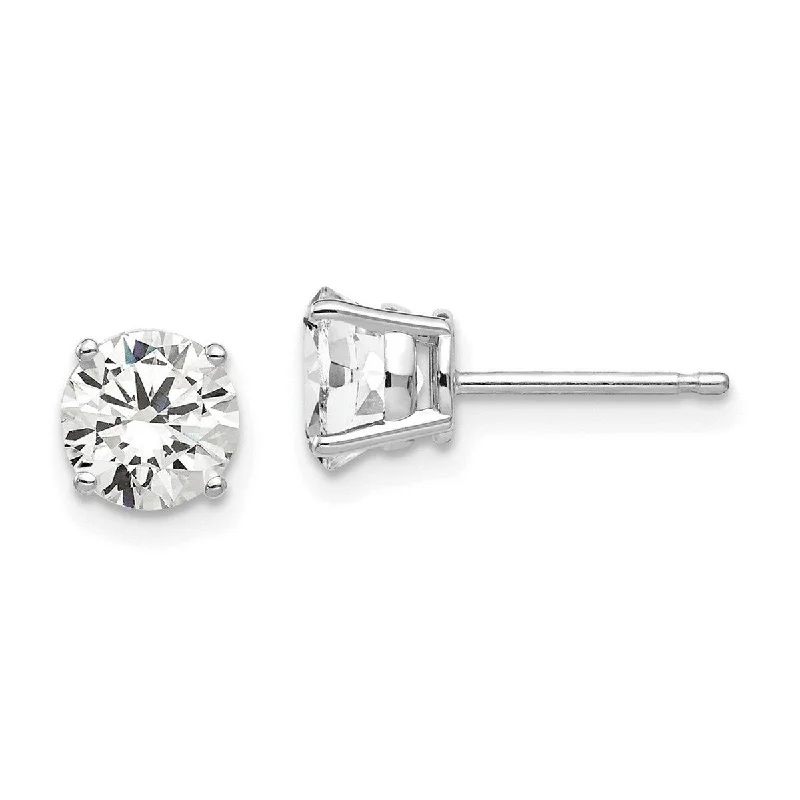 Curata 14k White Gold Post Earrings 6mm Cubic Zirconia Earrings