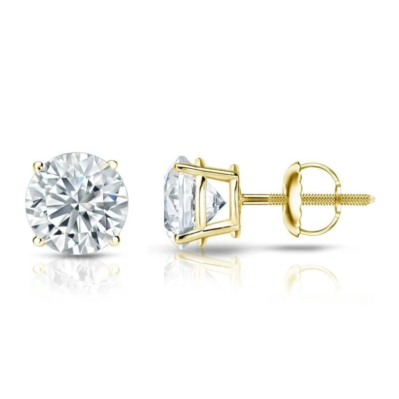 Auriya 18k Gold GIA Certified 3 carat TW Round Diamond Stud Earrings