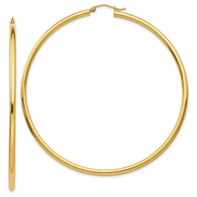 Curata 14k Yellow Gold Polished 70x2.25mm Hoop Earrings