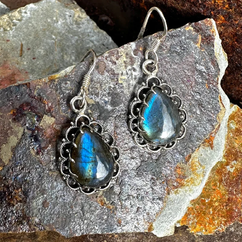 Sterling Silver Blue Labradorite Pierced Earrings