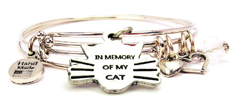 In Memory Of My Cat Expandable Bangle Bracelet Set