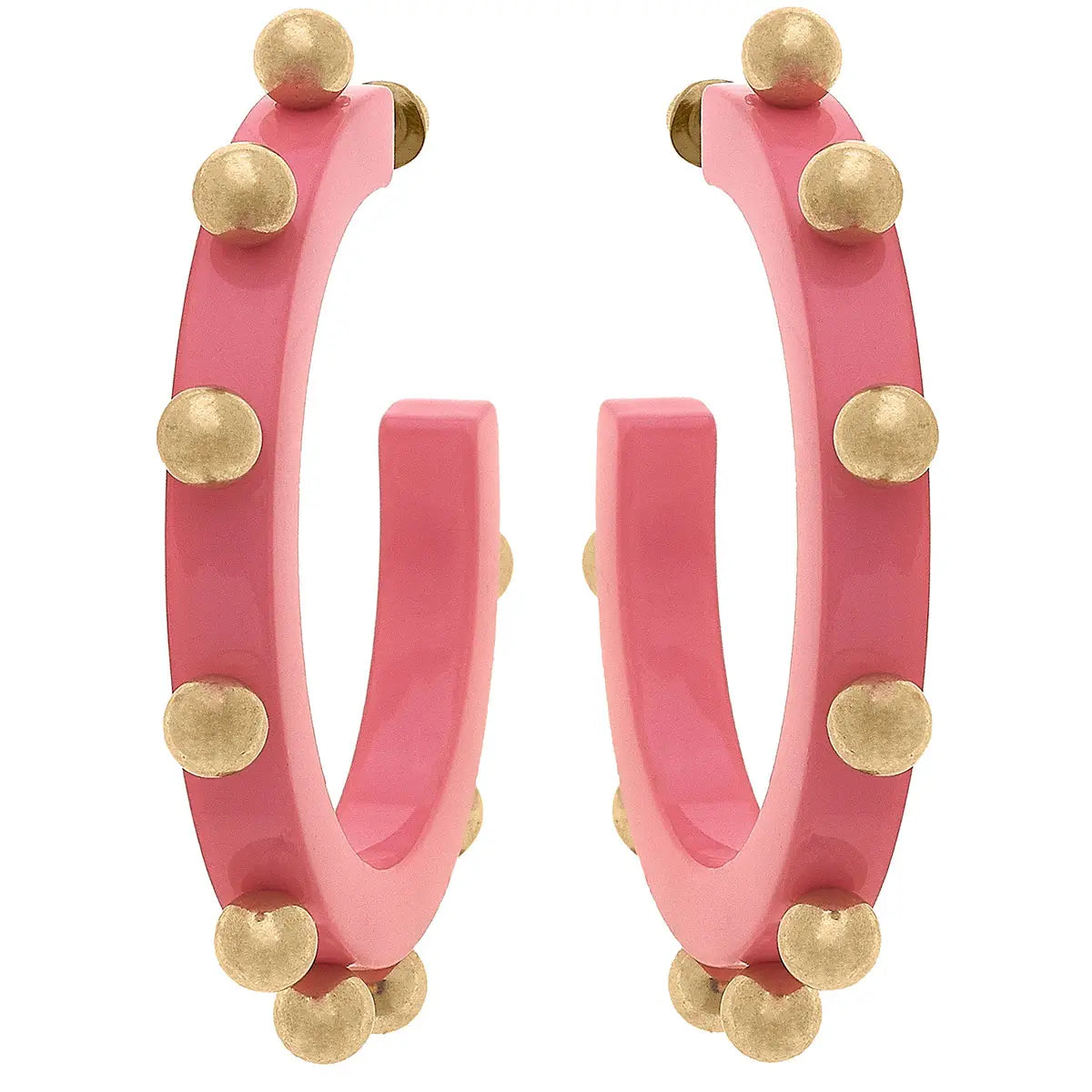 Studded Hoops Earrings - Bubble Gum