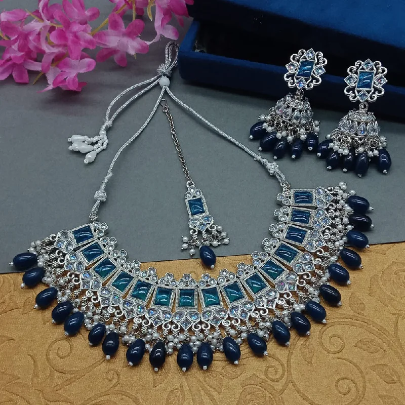 Sai Fashion Silver Plated Crystal Stone Necklace Set