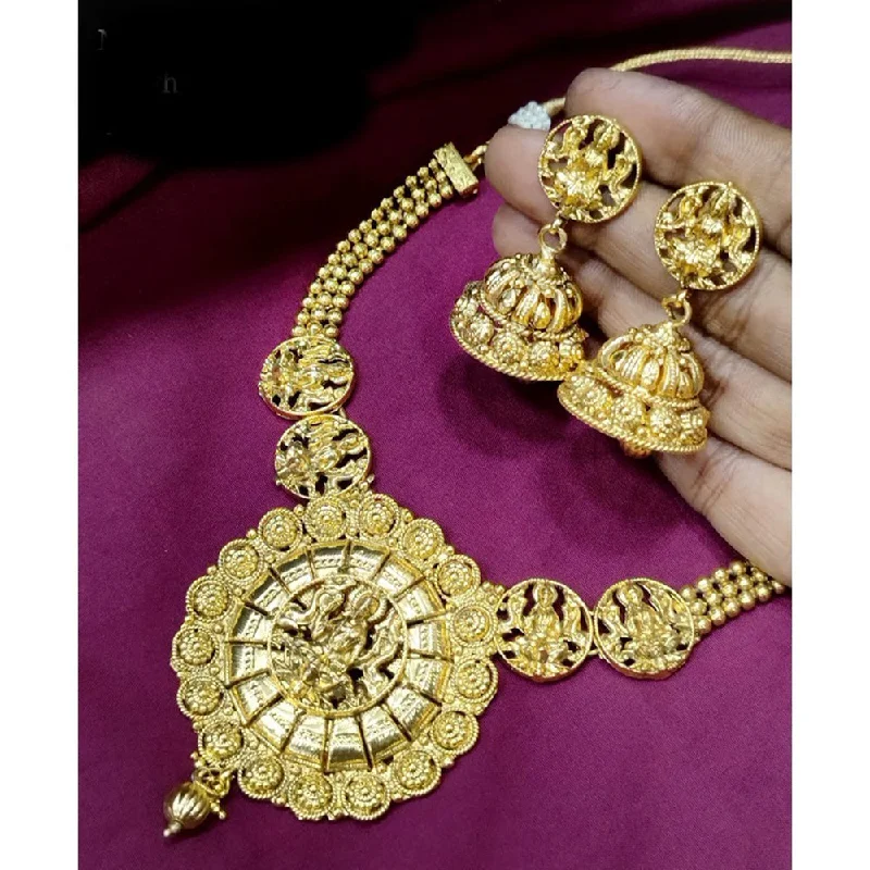 Akruti Collection Gold Plated Temple Necklace Set