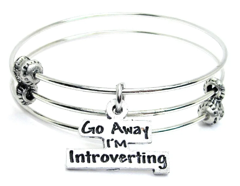 Go Away I'm Introverting Triple Style Expandable Bangle Bracelet