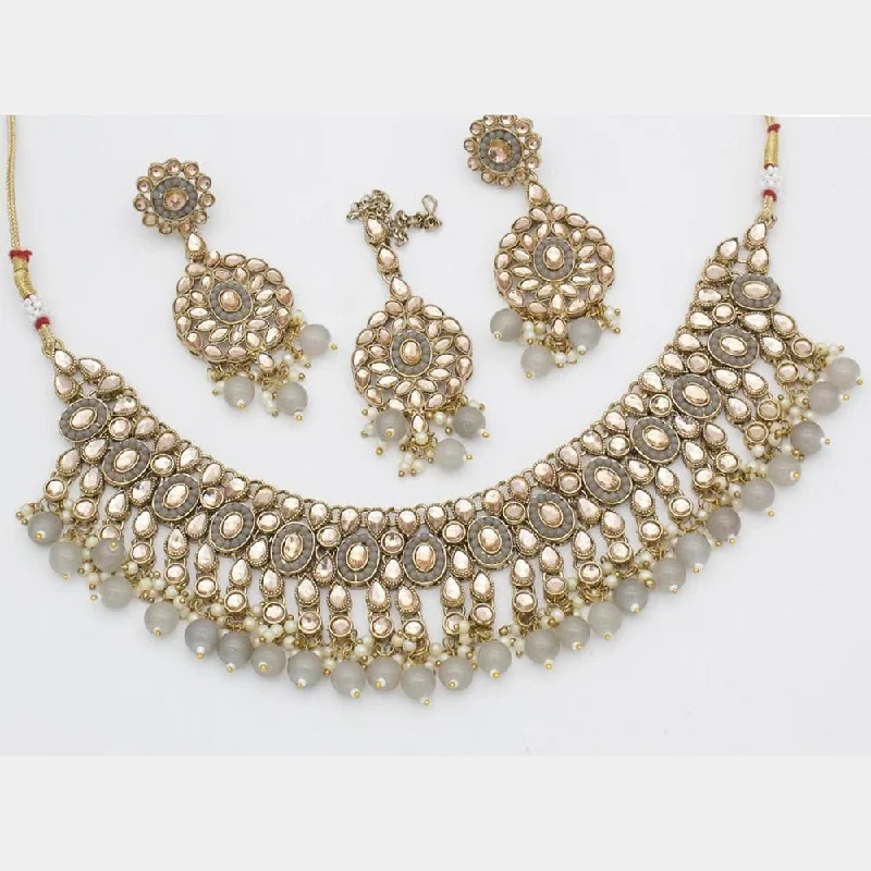 Kavita Art Gold Plated Crystal Stone And Pearl Necklace Set