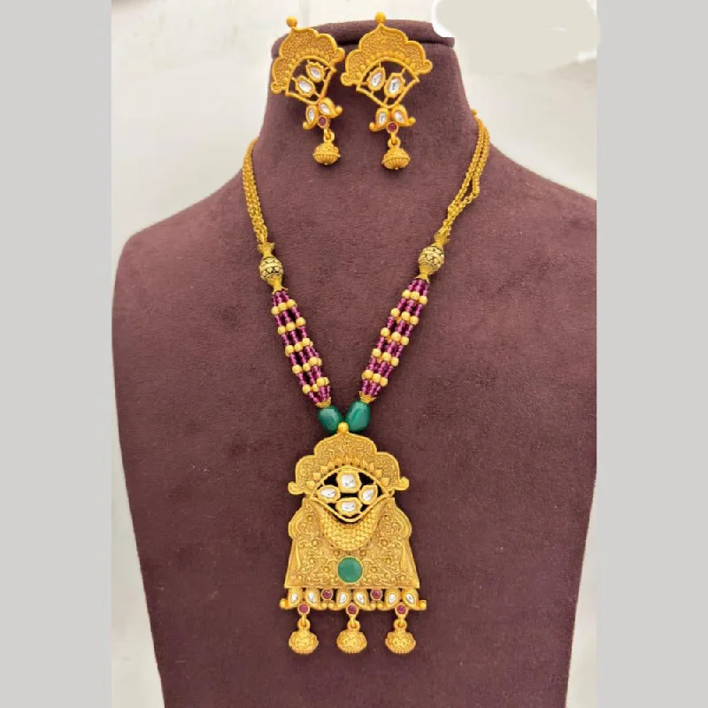 Jewel Addiction Gold Plated Pota Stone And Pearls Necklace Set