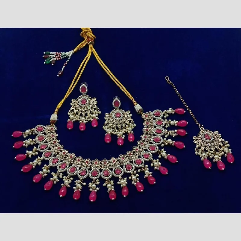 Anjali Jewellery Gold Plated Kundan Stone Necklace Set