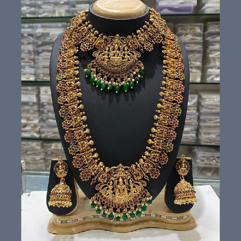 Manisha Jewellery Gold Plated Temple Double Necklace Set