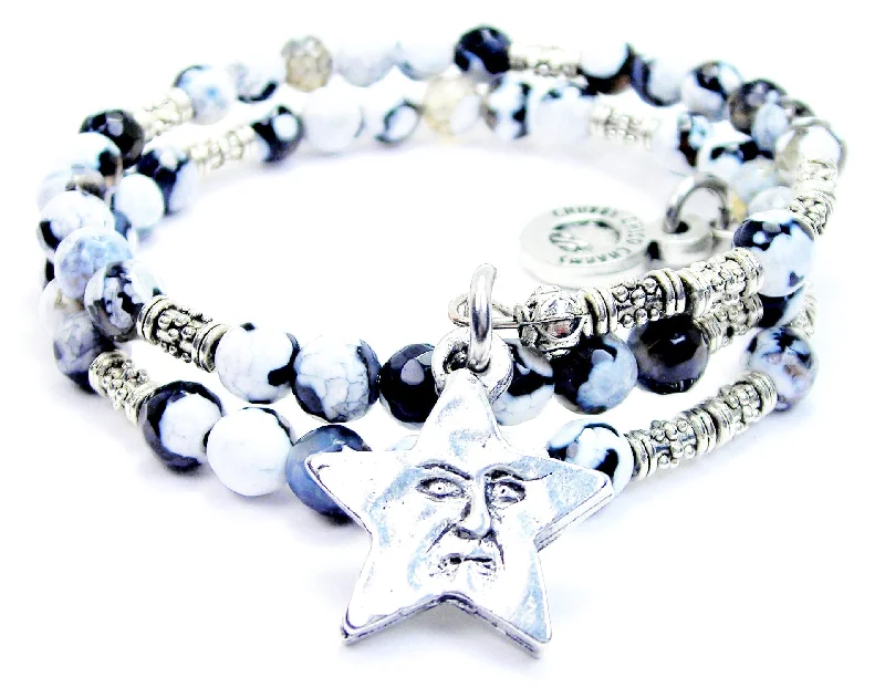 Star With Face Agate Stone Microcrystalline Quartz Wrap Bracelet