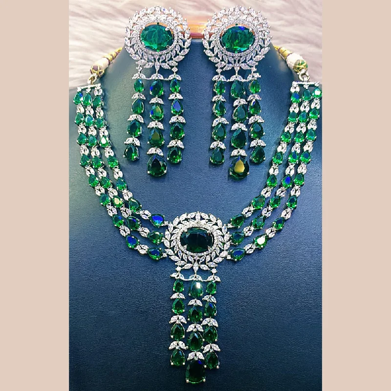 Jain Jewellers Silver Plated AD Necklace Set