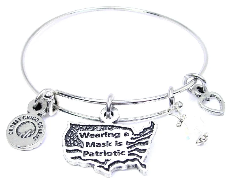 Wearing A Mask Is Patriotic Bangle Bracelet