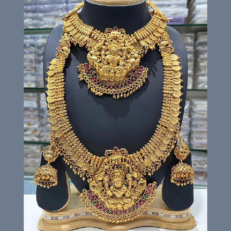 Manisha Jewellery Gold Plated Temple Double Necklace Set