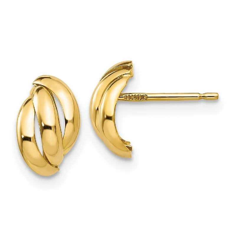 Curata 14k Yellow Gold 9x6mm Polished Triple Bar Post Earrings