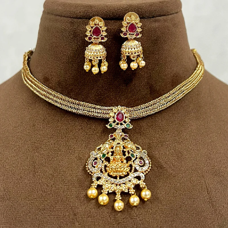 Diksha Collection Gold Plated Temple Necklace Set