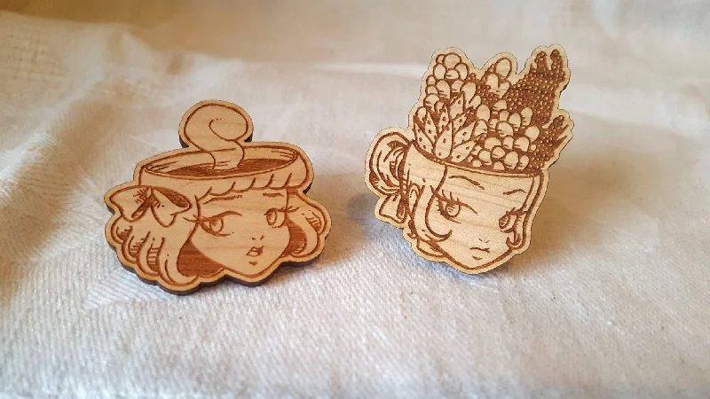 Strange Girls "Head Space" Wood Pins