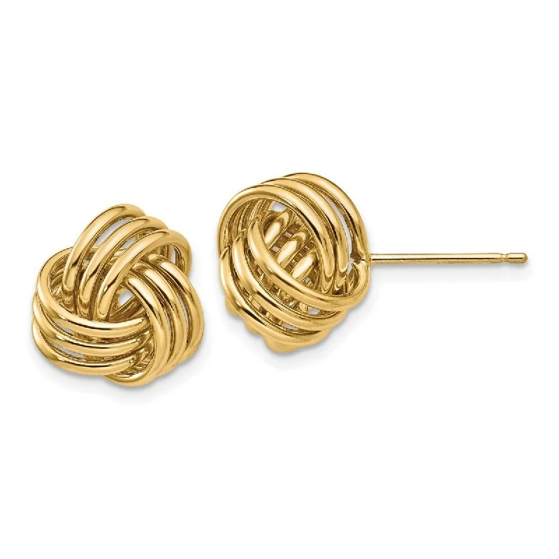 Curata 14k Yellow Gold Polished 12mm Love Knot Post Earrings