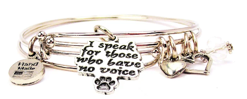 I Speak For Those Who Have No Voice Expandable Bangle Bracelet Set