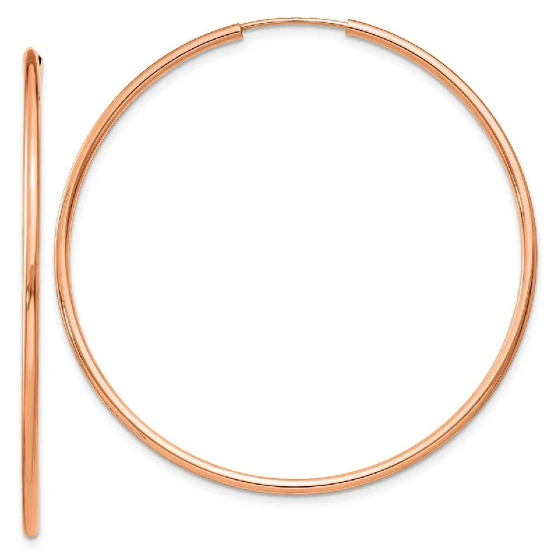 Curata 14k Rose Gold 45x1.5mm Polished Endless Hoop Earrings