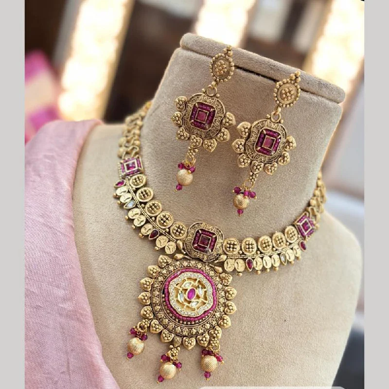 Jewel Addiction Gold Plated Pota Stone Necklace Set