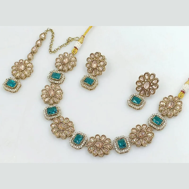 Manisha Jewellery Gold Plated Reverse AD Necklace Set