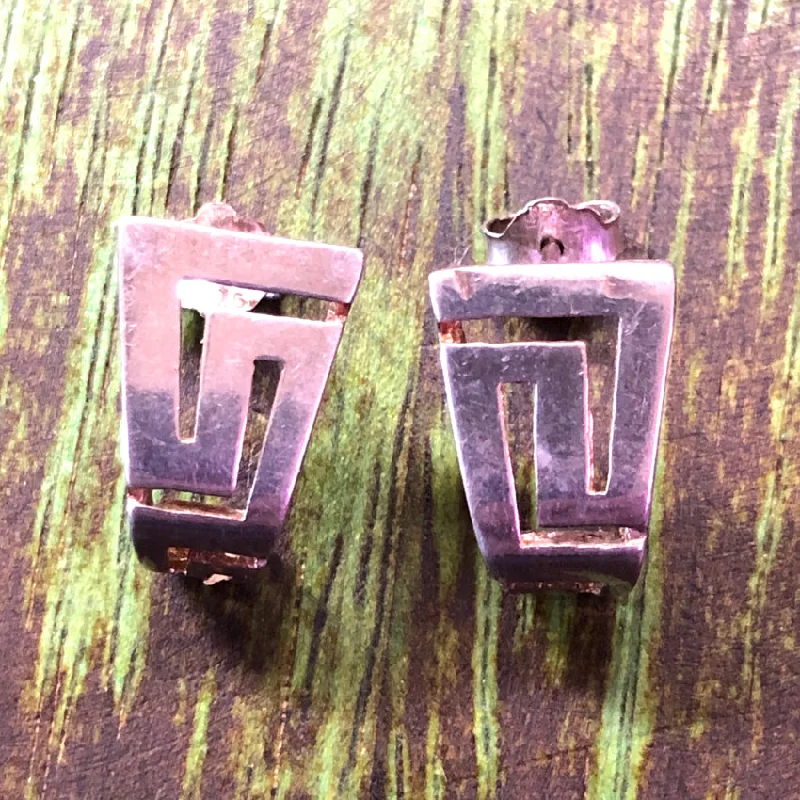 Sterling Silver Pierced Post Azteca Style Pierced Post Earrings