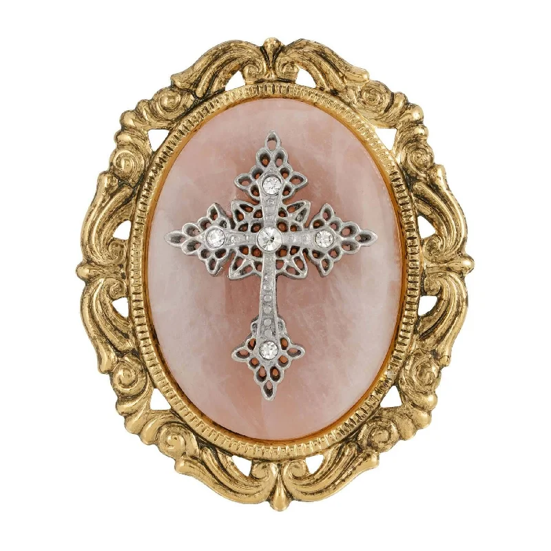 Symbols of Faith Oval Pendant with Cross Brooch