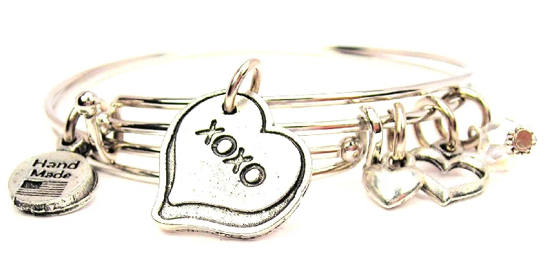 Xoxo Heart Expandable Bangle Bracelet Set