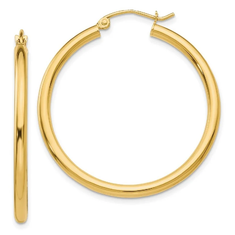 Curata 14k Yellow Gold Polished 2.5x35mm Lightweight Round Hoop Earrings