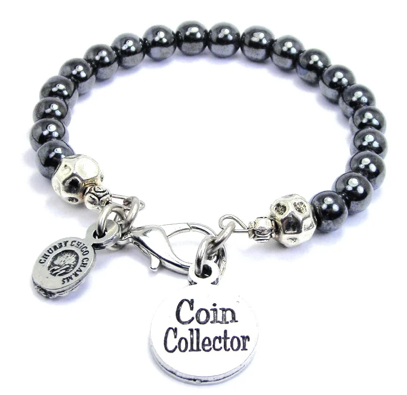 Coin Collector Hematite Glass Bracelet