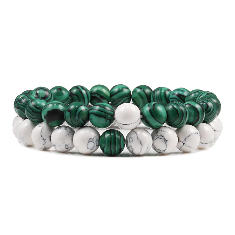 San Bernandino Stackable Beaded Bracelets, Green / White