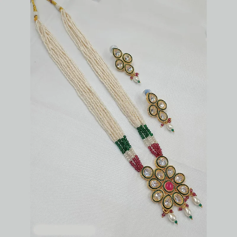 Padmawati Bangles Gold Plated Crystal Stone And Pearl Necklace Set