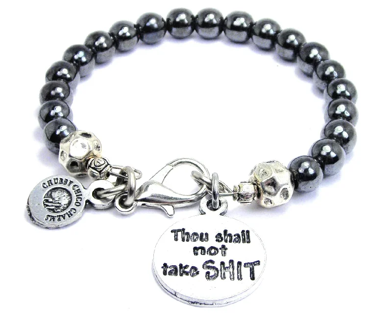 Thou shall not take SHT Hematite Glass Bracelet