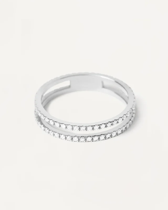 Diamonds And White Gold Eternity Dual Ring