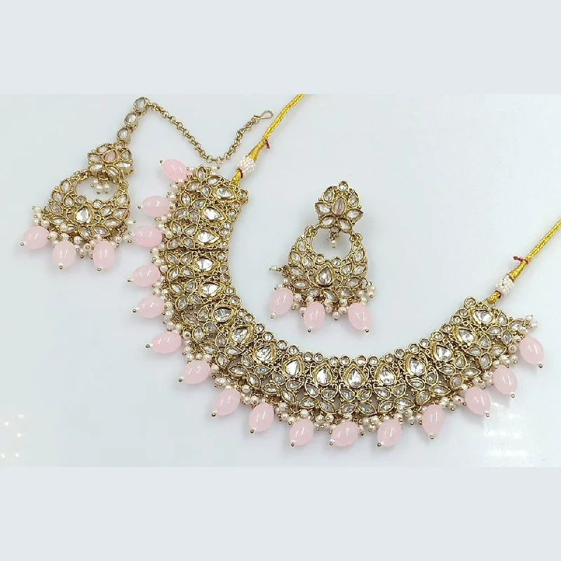 Rani Sati Jewels Gold Plated Reverse AD Necklace Set